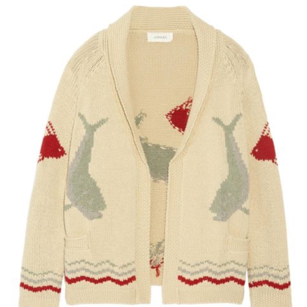 The Great. Fisherman Intarsia Cotton-Blend Cardigan